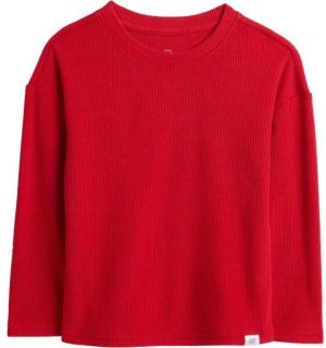 GAP V-LS COZY WAFFLE CREW Detské tričko, červená, veľkosť 4Y