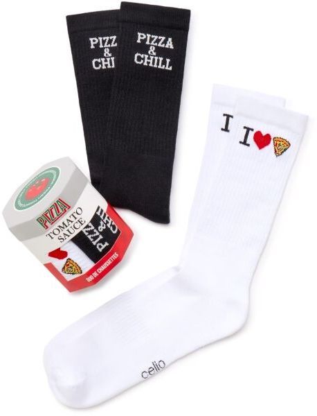 CELIO XMISOPIZZA Pánske ponožky v darčekovom balení, biela, veľkosť