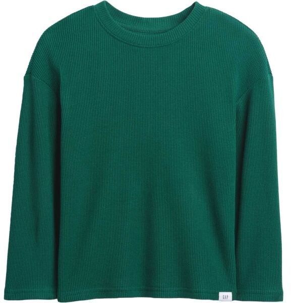 GAP V-LS COZY WAFFLE CREW Detské tričko, zelená, veľkosť 2Y
