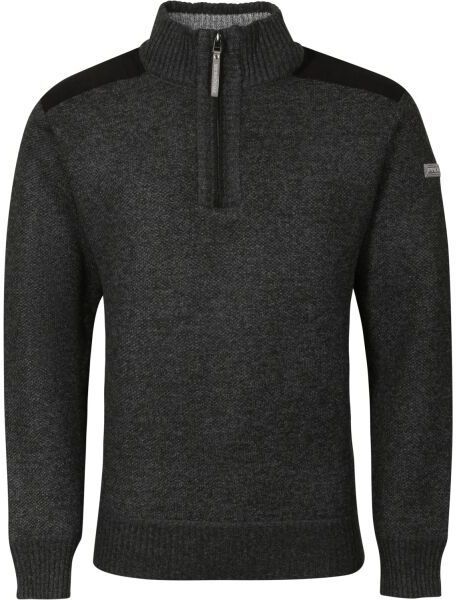 PROGRESS LOFOTEN Pánsky sveter s krátkym zipsom, čierna, veľkosť