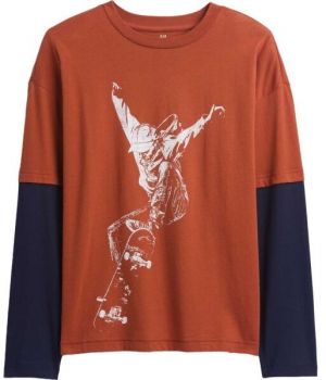 GAP V-LS ELV GRAPHIC TEE Detské tričko, hnedá, veľkosť