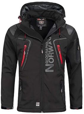 GEOGRAPHICAL NORWAY TECHNO HOODIE Pánska softshellová bunda, čierna, veľkosť