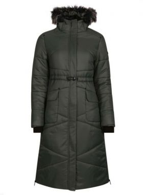 ALPINE PRO OMUNA Dámsky zateplený kabát, khaki, veľkosť