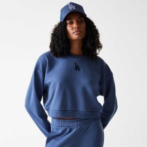New Era LA DODGERS MLB MIDI LEAGUE ESSENTIAL CROPPED SWEATER Dámska mikina, modrá, veľkosť
