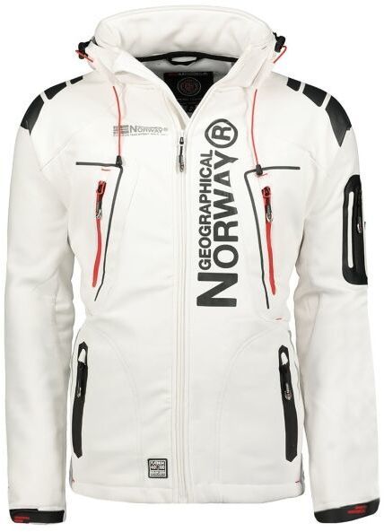GEOGRAPHICAL NORWAY TECHNO HOODIE Pánska softshellová bunda, biela, veľkosť XXXL