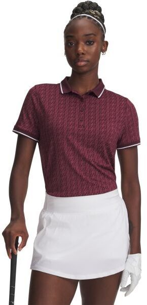 Under Armour DRIVE JACQUARD POLO Dámske tričko na golf, vínová, veľkosť M