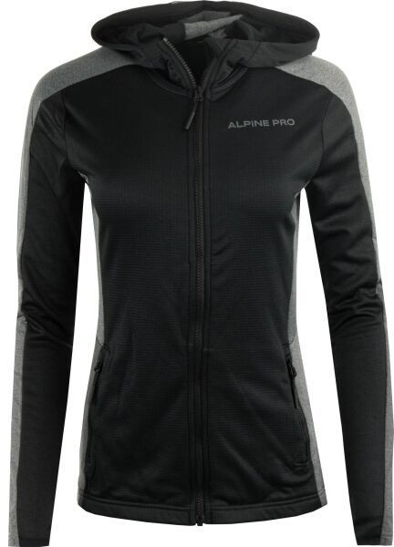 ALPINE PRO SELEDA Dámska mikina s kapucňou, čierna, veľkosť