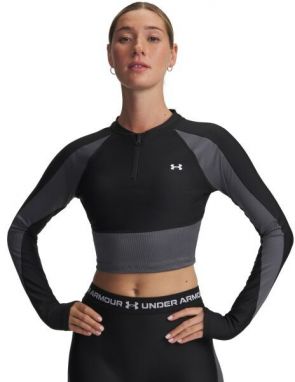 Under Armour HEATGEAR RIB 1/4 ZIP Dámske športové tričko, čierna, veľkosť S
