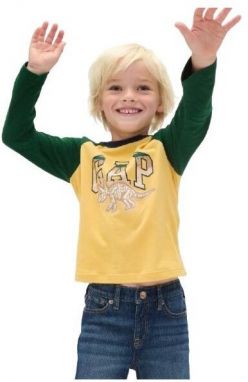 GAP V-FRCH LS LOGO RAGLAN T Detské tričko, žltá, veľkosť