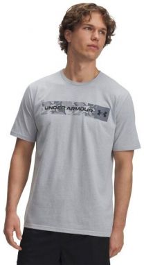Under Armour UA CAMO CHEST STRIPE SS Pánske tričko, sivá, veľkosť S