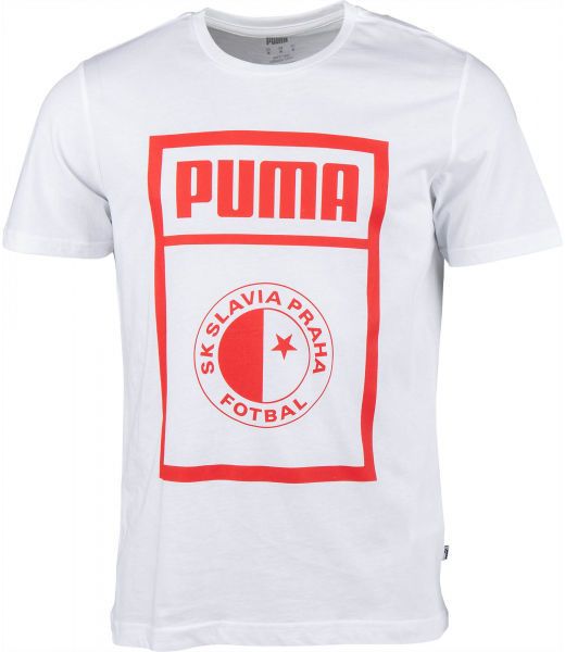 Puma SLAVIA PRAGUE GRAPHIC TEE Pánske tričko, biela, veľkosť