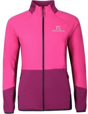 PROGRESS ERIKA HYBRID MIDLAYER Dámska hybridná mikina s merinom, ružová, veľkosť