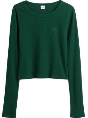 GAP V-JPN LS RIB TEE Dámske crop tričko, zelená, veľkosť