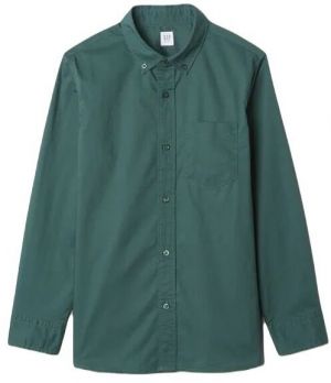 GAP FA24 LS POPLIN Chlapčenská košeľa, tmavo zelená, veľkosť