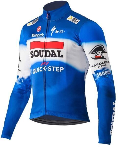 Castelli QUICK STEP LS THERMAL Pánsky cyklistický dres, modrá, veľkosť