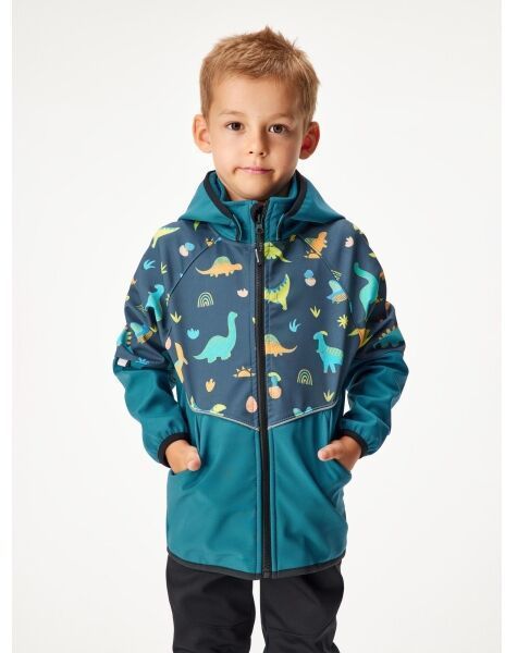 UNUO SLIM Detská softshellová bunda, tyrkysová, veľkosť