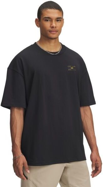 Under Armour HEAVYWEIGHT WOVEN LABEL Pánske tričko s dlhým rukávom, čierna, veľkosť L