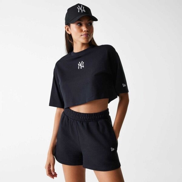 New Era NEW YORK YANKEES LEAGUE ESSENTIAL MIDI CROP Dámske tričko, čierna, veľkosť