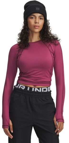Under Armour COLDGEAR TEXTURED CREW Dámske tričko s dlhým rukávom, vínová, veľkosť