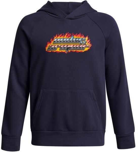 Under Armour RIVAL FLEECE FLAMIN Chlapčenská mikina, tmavo modrá, veľkosť M