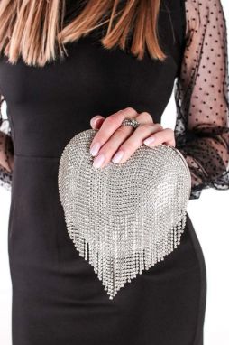 Strieborná spoločenská clutch kabelka Love