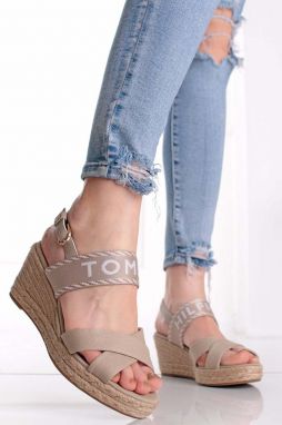 Béžové platformové sandále Logo Mid Wedge Espadrille Sandals