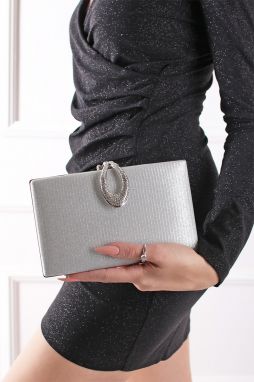 Strieborná spoločenská clutch kabelka Antonia