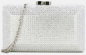 Strieborná spoločenská clutch kabelka Dara