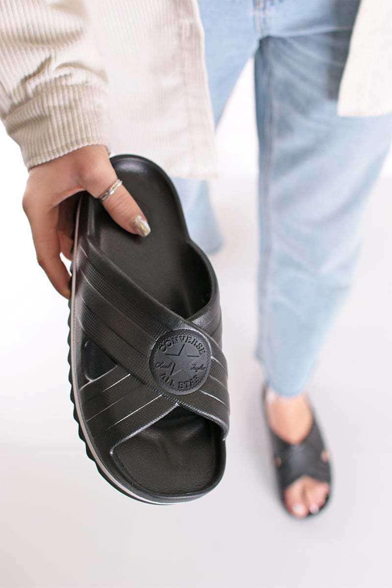 Čierne gumené šľapky na platforme Chuck Taylor All Star Sandal Lite CX Black