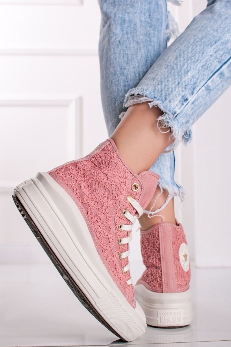 Ružové vysoké tenisky na platforme Chuck Taylor All Star Move Platform Daisy Cord