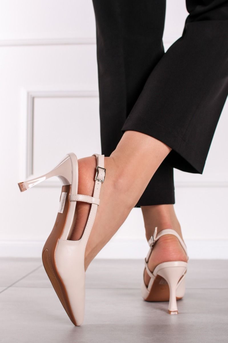 Béžové slingback lodičky na tenkom podpätku Sue
