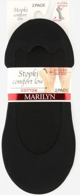 Čierne balerínkové ponožky so silikónovým pásom Comfort Low - dvojbalenie