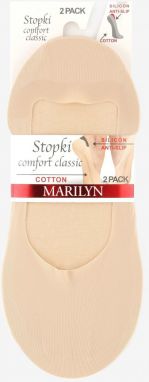 Béžové balerínkové ponožky so silikónovým pásom Comfort Classic - dvojbalenie
