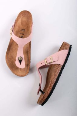 Svetloružové kožené nízke šľapky Gizeh Nubuck Leather