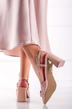 Béžové slingback lodičky na hrubom podpätku Hagen