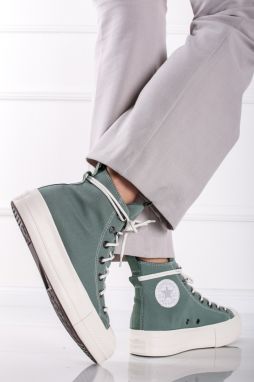 Zelené vysoké plátené tenisky na platforme Chuck Taylor All Star Lift Platform Utility