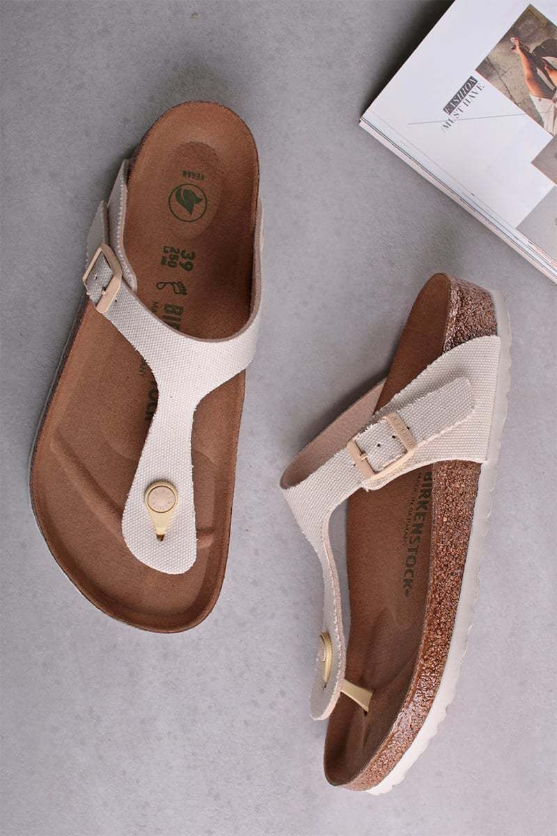 Béžové vegánske šľapky Gizeh Tex Canvas