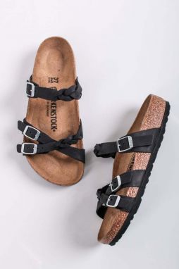 Čierne kožené šľapky Franca Braided