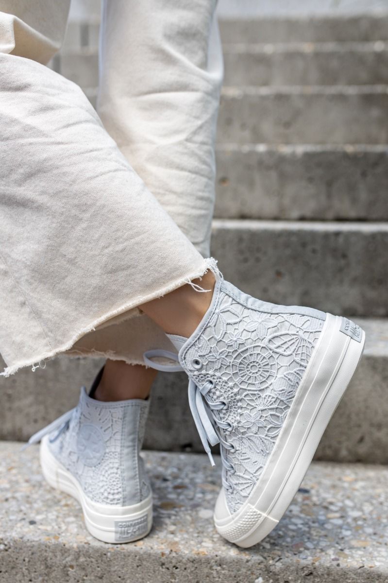 Sivé vysoké tenisky na platforme  Chuck Taylor All Star Lift Platform Crochet