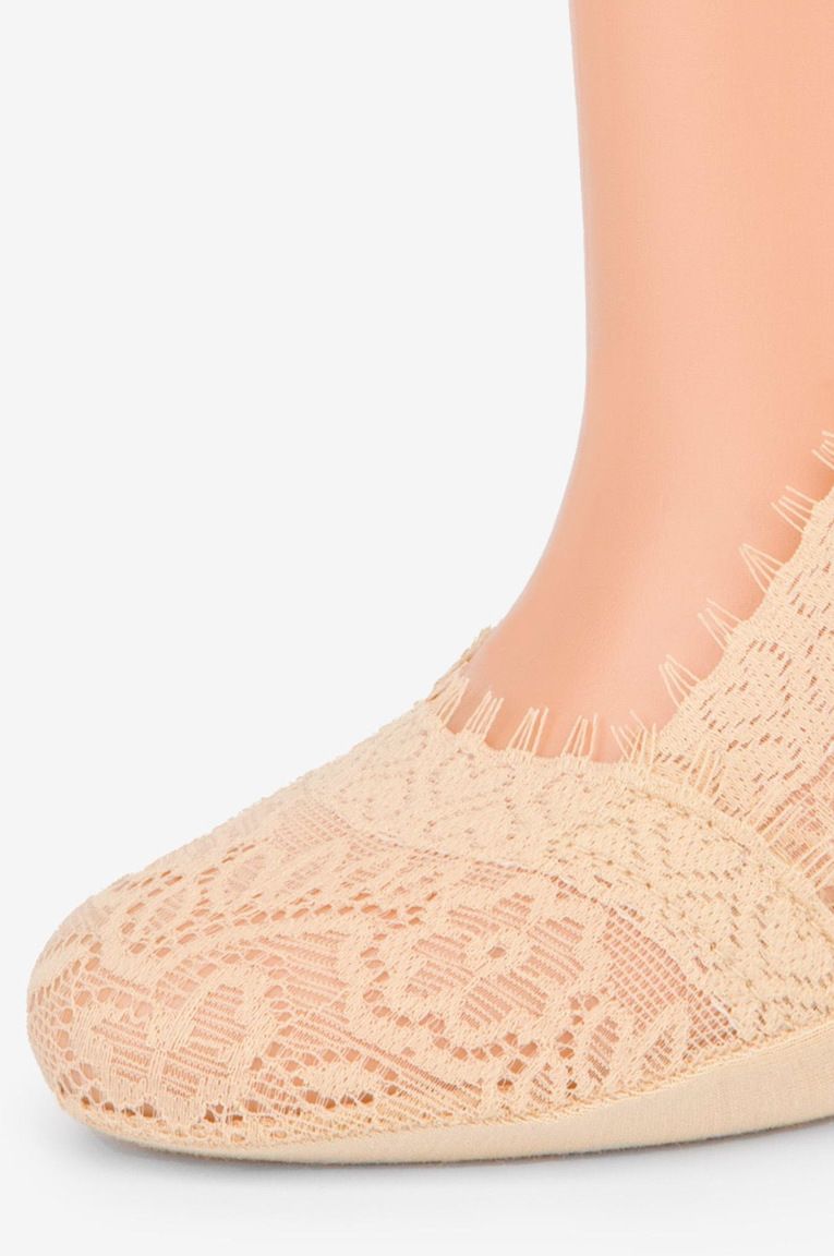 Béžové čipkované balerínkové ponožky Comfort Lace - dvojbalenie