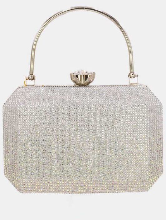 Strieborná spoločenská clutch kabelka Rona