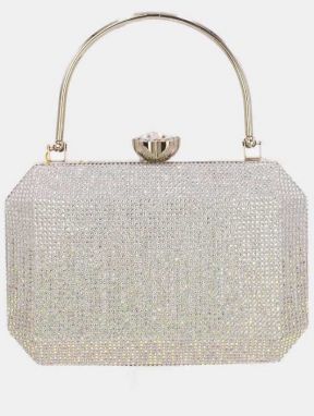 Strieborná spoločenská clutch kabelka Rona