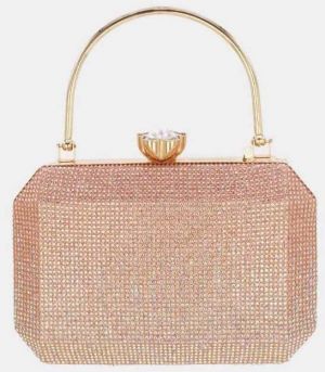 Ružovozlatá spoločenská clutch kabelka Rona