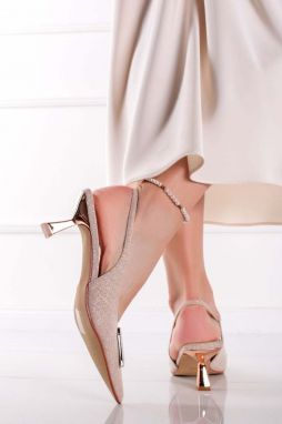 Zlaté trblietavé slingback lodičky Eliza II