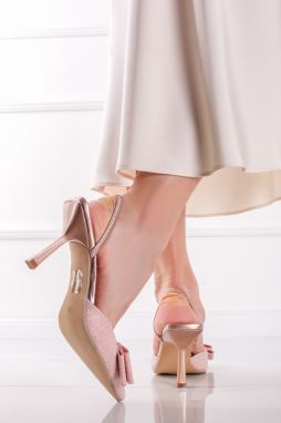 Zlaté trblietavé slingback lodičky s mašľou Merylin