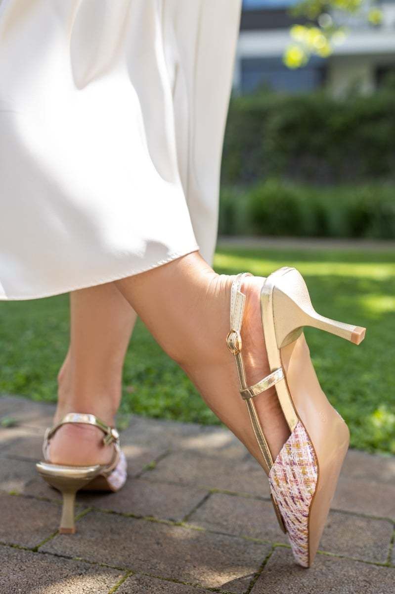 Ružové slingback lodičky na tenkom podpätku Marceline