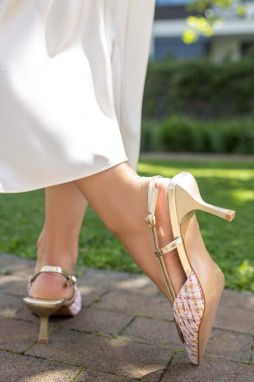 Ružové slingback lodičky na tenkom podpätku Marceline