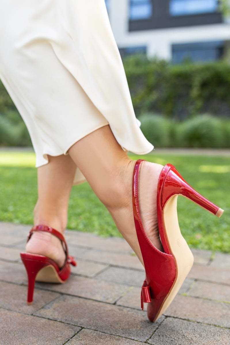 Bordové slingback lodičky na tenkom podpätku Eve
