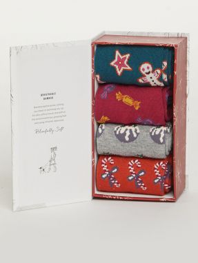Viacfarebné ponožky v darčekovej krabičke Christmas Treats Sock Box - štvorbalenie
