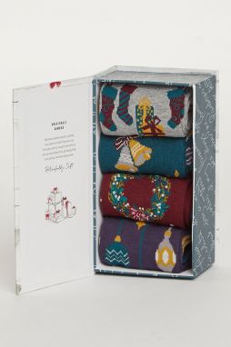 Viacfarebné ponožky v darčekovej krabičke Christmas Eve Sock Box - štvorbalenie